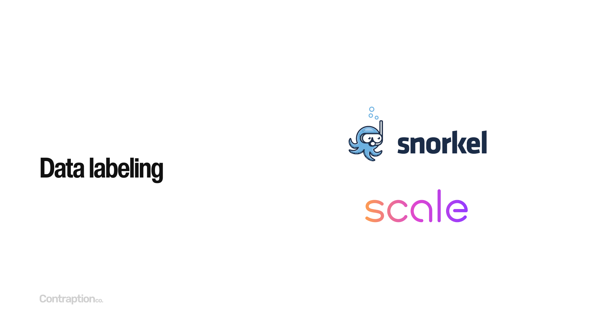 Data labeling startups include Snorkel and Scale